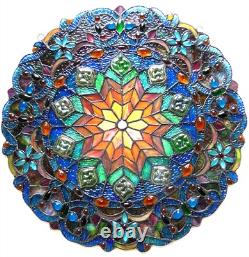 Tiffany Style Stained Glass 21 Round Window Panel Victorian LAST ONE THIS PRICE
