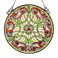 Tiffany Style Stained Glass 23.4 Round Window Panel Handcrafted Victorian