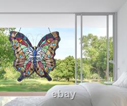 Tiffany Style Stained Glass Butterfly Window Panel Suncatcher 22 Handcrafted