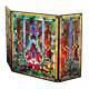 Tiffany Style Stained Glass Fleur de Lis Fireplace Screen, 44W x 28H