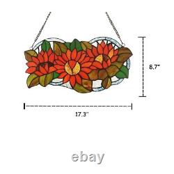 Tiffany Style Stained Glass Floral Sunflowers Hanging Window Panel Suncatcher