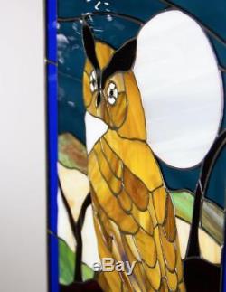 Tiffany Style Stained Glass Hanging Sun Catcher Window Panel Owl Bird Decor Art