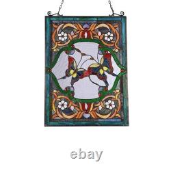 Tiffany Style Stained Glass Hanging Window Panel Butterfly Design Decor