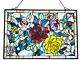 Tiffany Style Stained Glass Hanging Window Panel Rose Flowers Floral Design