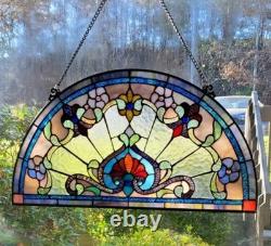 Tiffany Style Stained Glass Hanging Window Panel Suncatcher 24 x 13 inch