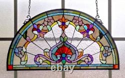 Tiffany Style Stained Glass Hanging Window Panel Suncatcher 24 x 13 inch