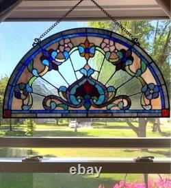 Tiffany Style Stained Glass Hanging Window Panel Suncatcher 24 x 13 inch