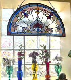 Tiffany Style Stained Glass Hanging Window Panel Suncatcher 24 x 13 inch