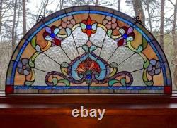 Tiffany Style Stained Glass Hanging Window Panel Suncatcher 24 x 13 inch