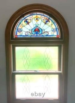 Tiffany Style Stained Glass Hanging Window Panel Suncatcher 24 x 13 inch