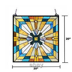 Tiffany Style Stained Glass Hanging Window Panel Suncatcher Mission Design