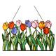 Tiffany Style Stained Glass Hanging Window Panel Tulips Floral Flower Design