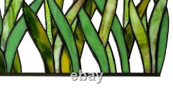Tiffany Style Stained Glass Hanging Window Panel Tulips Floral Flower Design