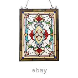 Tiffany Style Stained Glass Hanging Window Panel Victorian Design