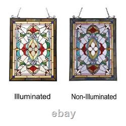 Tiffany Style Stained Glass Hanging Window Panel Victorian Design