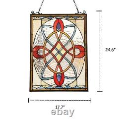 Tiffany Style Stained Glass Hanging Window Panel Victorian Design