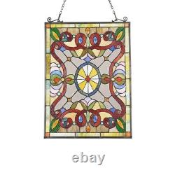 Tiffany Style Stained Glass Hanging Window Panel Victorian Design Decor