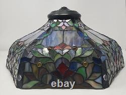 Tiffany Style Stained Glass Lamp Shade Unsigned Excellent Condition & Colors