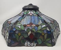 Tiffany Style Stained Glass Lamp Shade Unsigned Excellent Condition & Colors