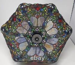 Tiffany Style Stained Glass Lamp Shade Unsigned Excellent Condition & Colors