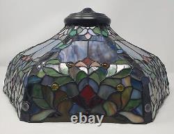 Tiffany Style Stained Glass Lamp Shade Unsigned Excellent Condition & Colors