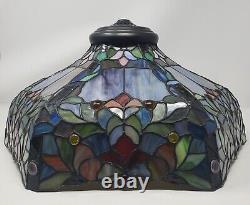 Tiffany Style Stained Glass Lamp Shade Unsigned Excellent Condition & Colors