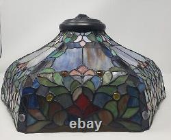 Tiffany Style Stained Glass Lamp Shade Unsigned Excellent Condition & Colors