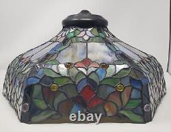 Tiffany Style Stained Glass Lamp Shade Unsigned Excellent Condition & Colors