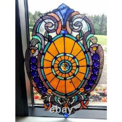 Tiffany Style Stained Glass Oval Window Panel Suncatcher 23inT x 15inW