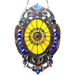 Tiffany Style Stained Glass Oval Window Panel Suncatcher 23inT x 15inW