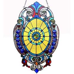 Tiffany Style Stained Glass Oval Window Panel Suncatcher 23inT x 15inW