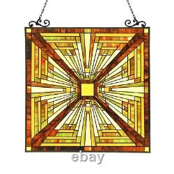 Tiffany Style Stained Glass Panel Mission Arts & Crafts LAST ONE THIS PRICE