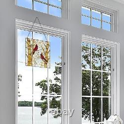 Tiffany Style Stained Glass Red Cardinals Window Panel Suncatcher withHang Chain
