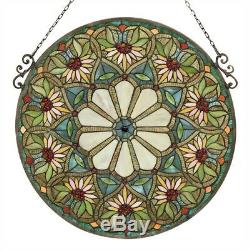 Tiffany Style Stained Glass Round Window Panel Handcrafted ONLY THIS ONE $100