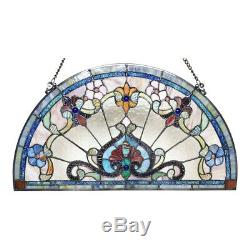 Tiffany Style Stained Glass Semi Circle Window Panel Suncatcher