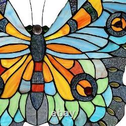 Tiffany Style Stained Glass Swallowtail Butterfly Window Panel 22W x 20.5H