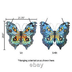 Tiffany Style Stained Glass Swallowtail Butterfly Window Panel 22W x 20.5H