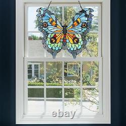 Tiffany Style Stained Glass Swallowtail Butterfly Window Panel 22W x 20.5H