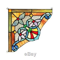 Tiffany Style Stained Glass Victorian Corner Window Panels 10 Handcrafted PAIR