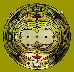 Tiffany Style Stained Glass Victorian Round Window Panel ONLY ONE THIS PRICE