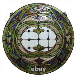 Tiffany Style Stained Glass Victorian Round Window Panel ONLY ONE THIS PRICE