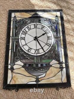 Tiffany Style Stained Glass Window Clock 24x18 Quoizel