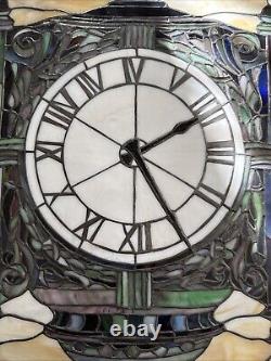 Tiffany Style Stained Glass Window Clock 24x18 Quoizel