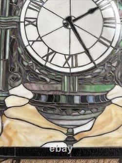 Tiffany Style Stained Glass Window Clock 24x18 Quoizel