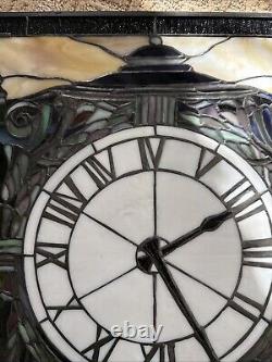 Tiffany Style Stained Glass Window Clock 24x18 Quoizel