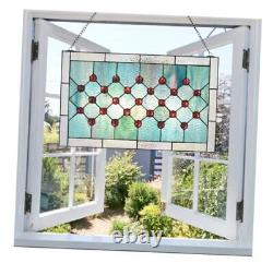 Tiffany-Style Stained Glass Window Panel, 100% Genuine Stained Glass Aqua Blue