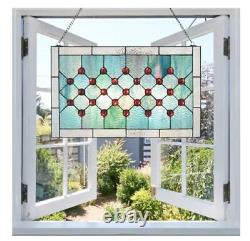 Tiffany-Style Stained Glass Window Panel, 100% Genuine Stained Glass Aqua Blue