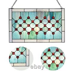 Tiffany-Style Stained Glass Window Panel, 100% Genuine Stained Glass Aqua Blue