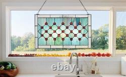 Tiffany-Style Stained Glass Window Panel, 100% Genuine Stained Glass Aqua Blue