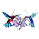 Tiffany Style Stained Glass Window Panel 18 Wide x 8 Tall Hummingbirds